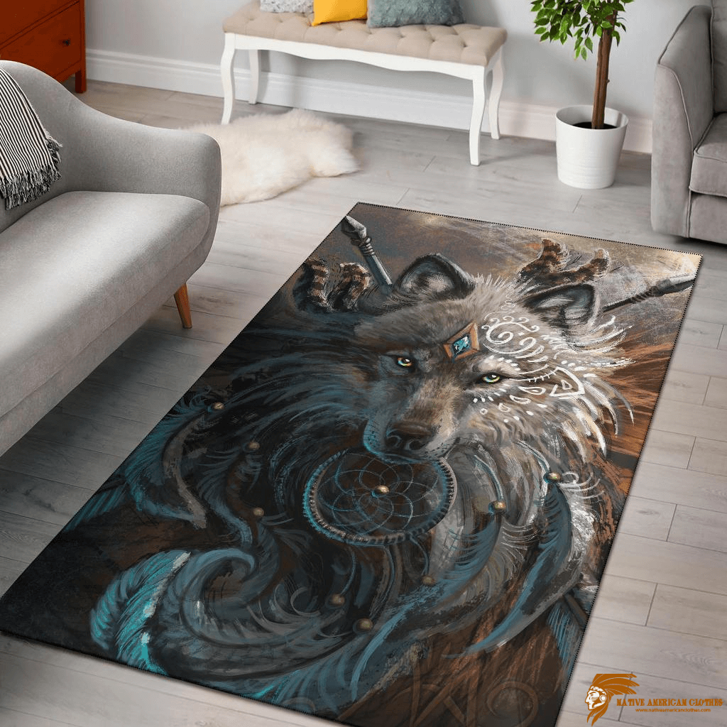 Wolf Warrior Native American-Inspired Area Carpets