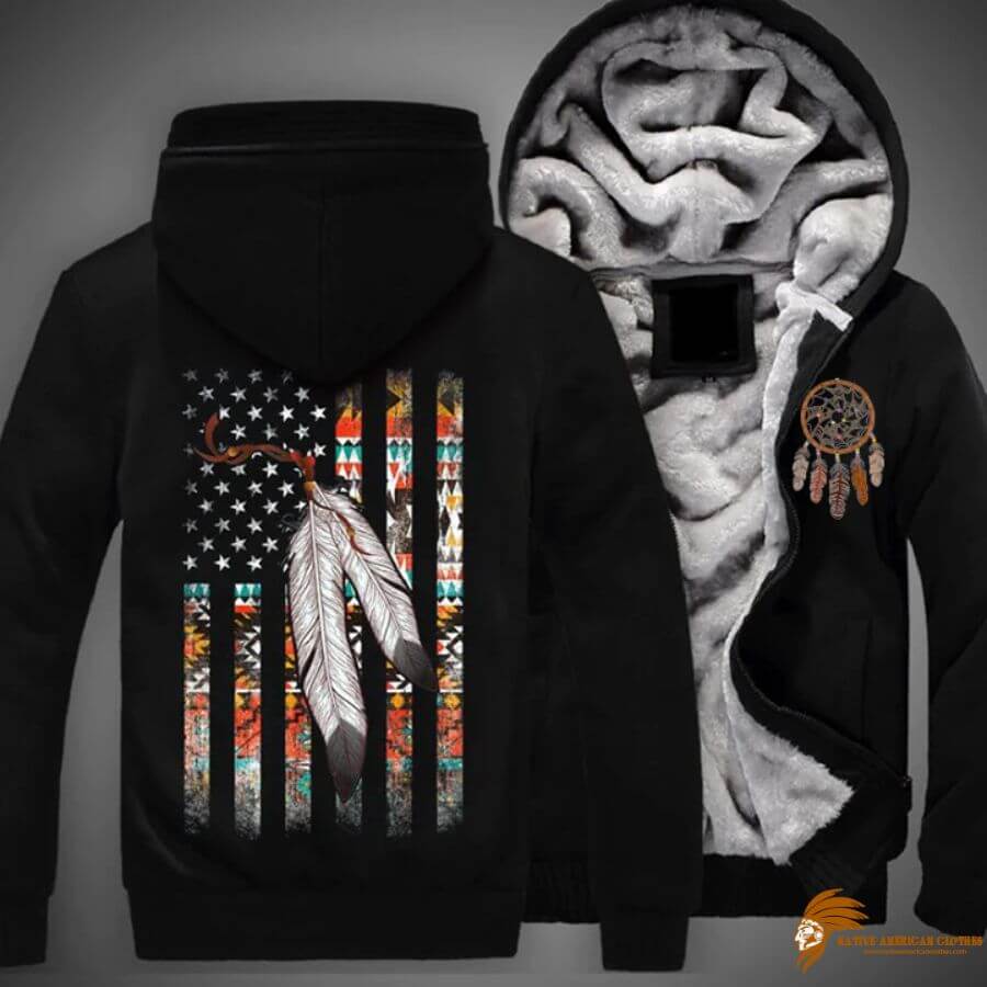 Black Native American 3D Fleece Hoodie