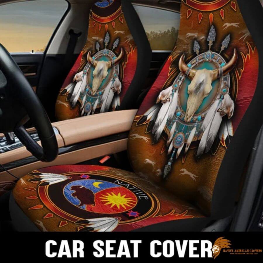 Brown Skull Native Car Seat Cover SEANAT018 (2)