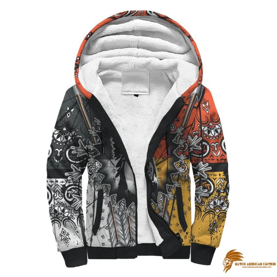 Colorful Native American Chief 3D Sherpa Hoodie (1)