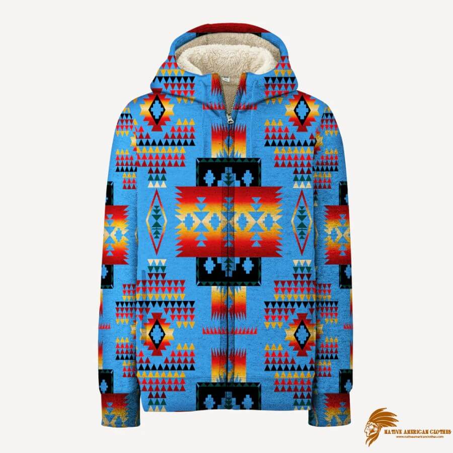 Dark Blue Native Tribes Pattern 3D Fleece Hoodie with Style