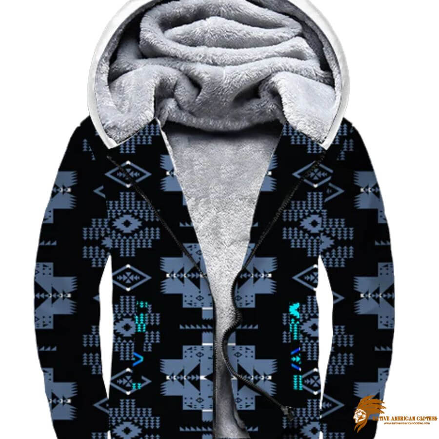 Dark Blue Pattern Native 3D Fleece Hoodie (1)