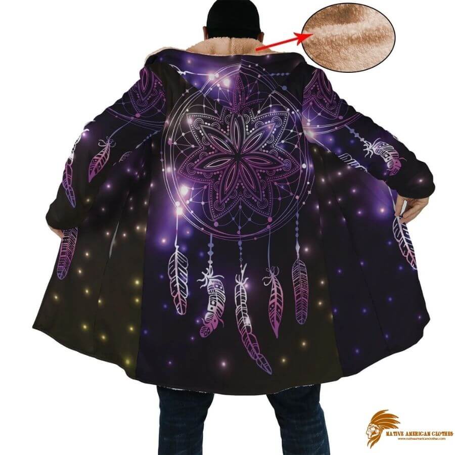 Galaxy Purple Horn Button Long Fleece Windbreaker (1)