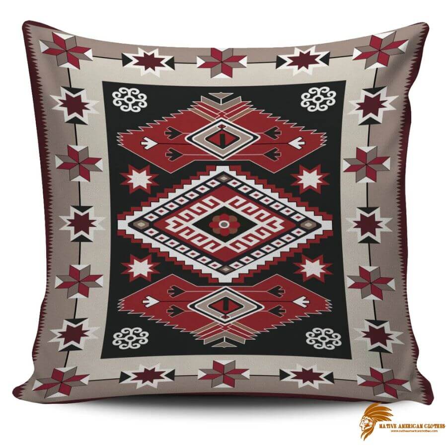 PILNAT014 Ethnic Red Gray Pattern Native American Pillow Covers