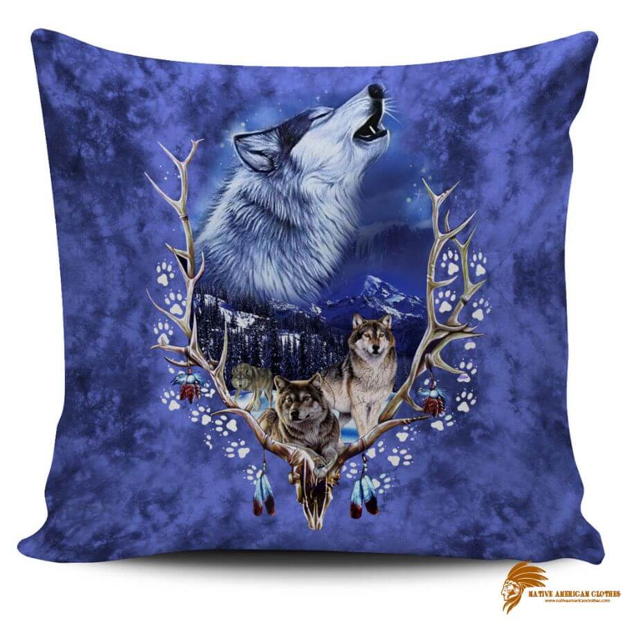 PILNAT016 Purple Wolf Native American Pillow Covers