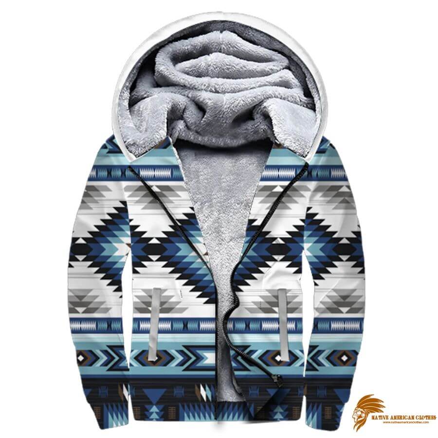 Patterned Blue Colors 3D Fleece Hoodie