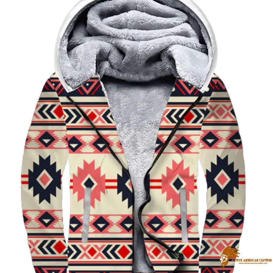 Patterned Pink & Navy Native 3D Fleece Hoodie