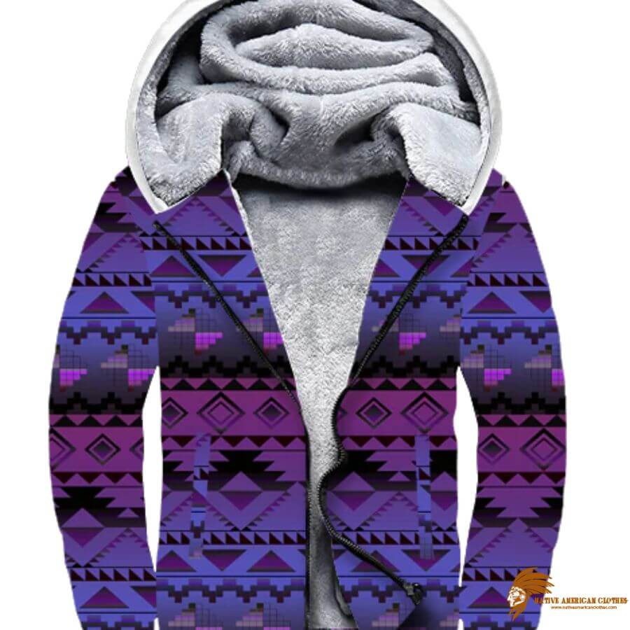 Purple Turquoise Design Native 3D Fleece Hoodie