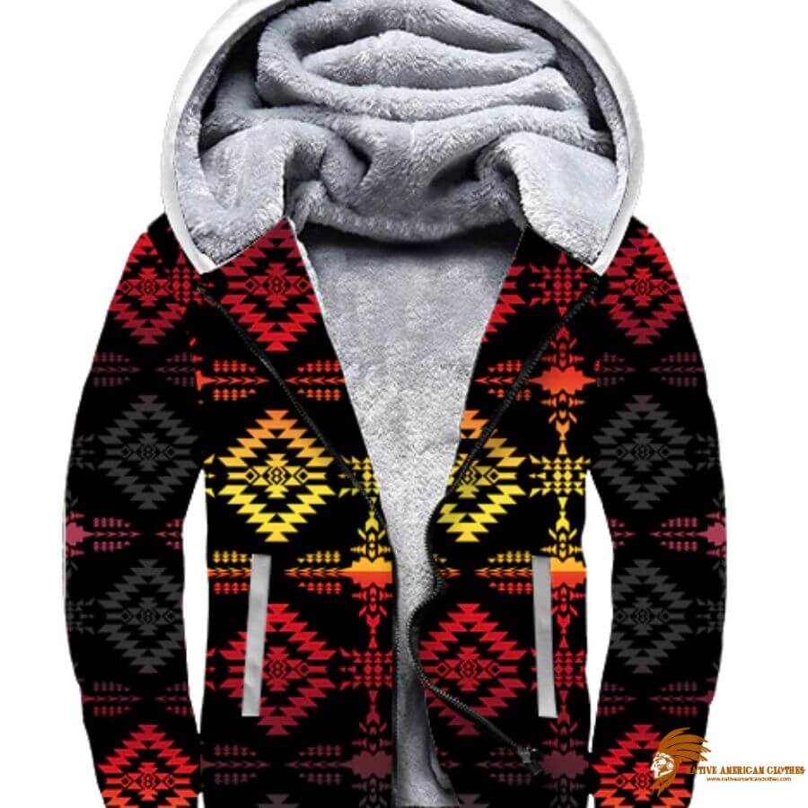 Red Classic Light Pattern Native 3D Fleece Hoodie (1)