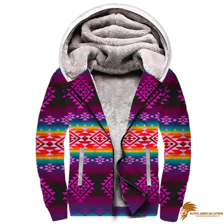 Trendy Purple Light Native Pattern 3D Fleece Hoodie