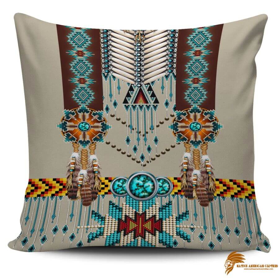 Vintage PILNAT001 Turquoise Blue Pattern Breastplate Native American Pillow Cover