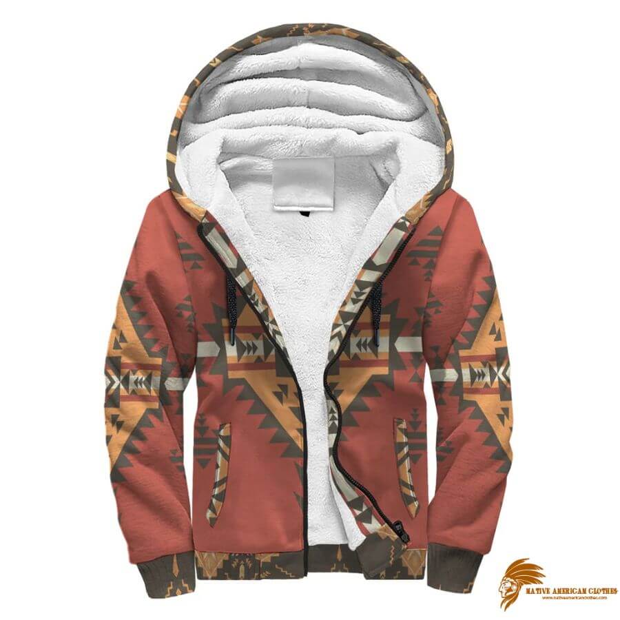 Vintage Red Native American 3D Sherpa Hoodie (1)